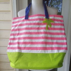 Beachy Looking Bag From Barnes & Noble 100% Cotton With Hanging Palm Tree